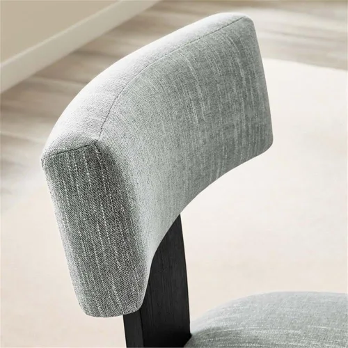 Miniatura 10 de Modway Nalani - Juego de 2 sillas de comedor sin brazos en tejido jaspeado, gris y negro, sillas auxiliares contemporáneas con patas de madera