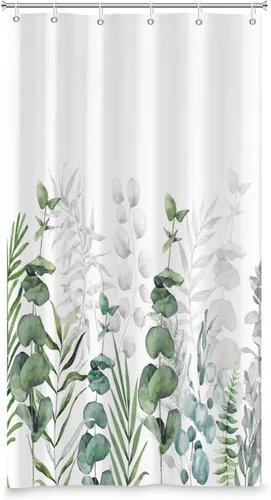 Miniatura 4 de Cortinas de ducha botánicas verdes de 36 x 72 pulgadas, hojas de eucalipto naturales de primavera para minimalismo moderno, decoración de baño, tela