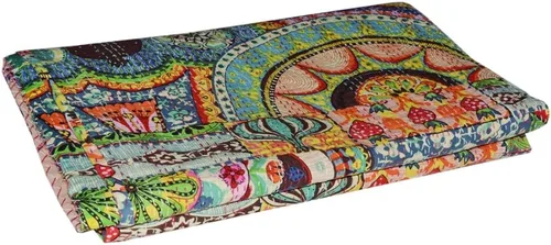 Miniatura 2 de Manta Kantha tradicional india hecha a mano de algodón súper suave, manta de colcha, colcha de decoración de dormitorio, decoración del hogar