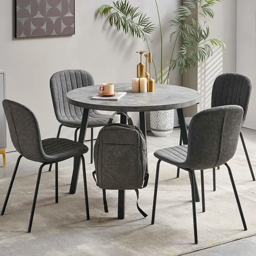 Miniatura 13 de Juego de mesa de comedor para 4, moderno juego de mesa de cocina de 5 piezas, mesa de comedor rectangular de 47 pulgadas y sillas vintage de piel
