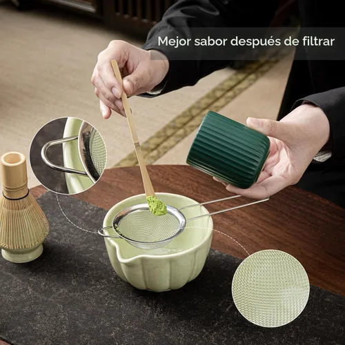 Miniatura 2 de Set de Batidor Matcha, Set de Matcha Incluye Tazón de Matcha de Cerámica, Batidor de Bambú, Cuchara, Soporte Chasen, Tamiz, Kit de Matcha Perfecto 1