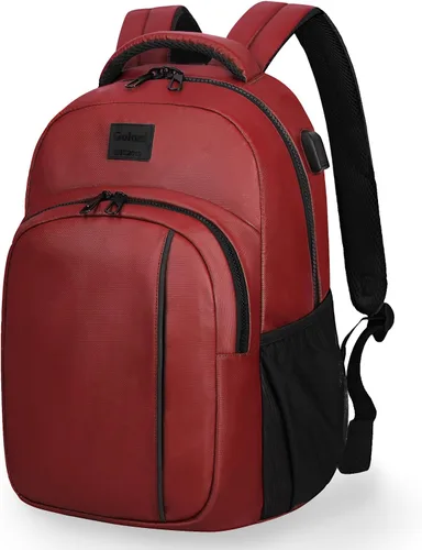 Miniatura 8 de Goloni Mochila ligera e informal para laptop, bolsa de viaje clásica de mano, con puerto de carga USB para hombres y mujeres, Negro oscuro