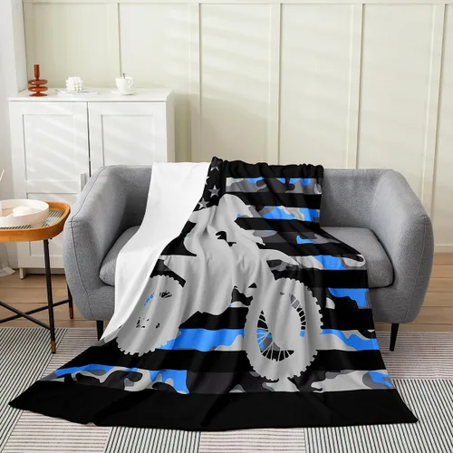 Miniatura 11 de Feelyou Manta de felpa de camuflaje amarillo para motocross, camuflaje para todas las estaciones, juego de manta de cama para sofá para niños, manta