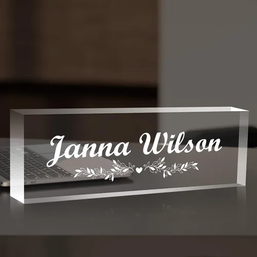 Miniatura 10 de Placa de nombre de escritorio personalizada, placas de identificación de vidrio acrílico personalizadas para escritorios, placa de identificación