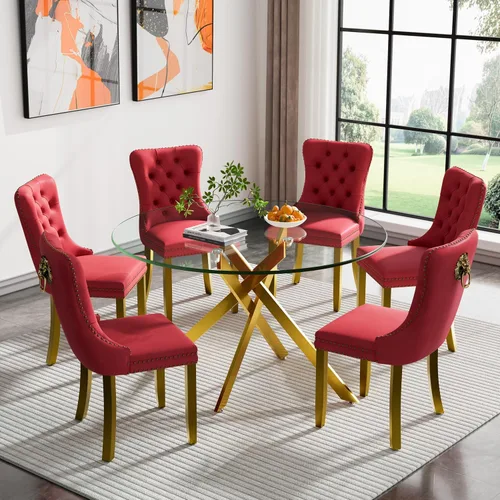 Miniatura 97 de HomVent Juego de mesa de comedor redonda de vidrio de 3 piezas, juego de mesa de comedor de vidrio templado para 2 mesas de cocina con 2 sillas