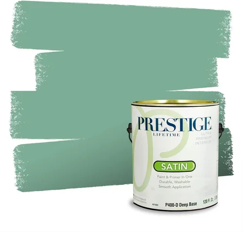 Miniatura 174 de Prestige Paints - Pintura exterior e imprimación en uno, 1 galón, plano, compatibilidad comparable con el color menta «Whipped Mint» de Behr