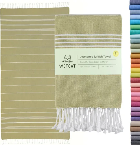 Miniatura 45 de WETCAT Toalla de playa original turca (39 x 71) – Peshtemal prelavado, 100% algodón, muy absorbente, de secado rápido y ultra suave, seguro