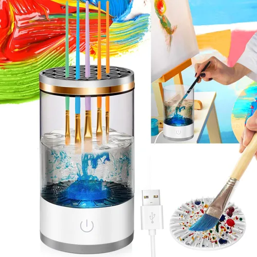 XANGNIER Máquina limpiadora de pinceles de pintura eléctrica con almohadilla de limpieza, tecnología de rotación sónica para una limpieza sin