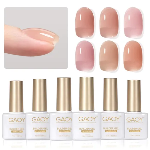 Miniatura 8 de GAOY - Gel de construcción transparente para uñas, fortalecedor de uñas de 16ml en una botella, gel duro para extensión de uñas, esmalte en gel