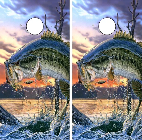 Miniatura 5 de GRAPHIX Express Fish Cornhole Board Wrap - C220 Bass Fishing - Calcomanía de vinilo laminado resistente a la intemperie - Fácil aplicación sin