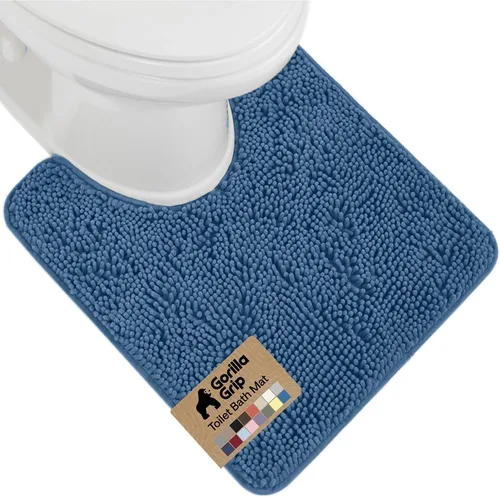 Miniatura 37 de Gorilla Grip - Tapete de baño afelpado, absorbente, peludo, de felpilla, para base de inodoro cuadrada, reverso de goma, suave, de microfibra, claro