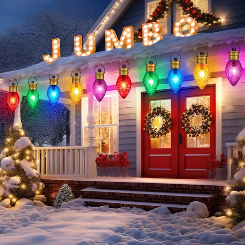 Miniatura 2 de Strawberry Jumbo C9 Luces de Camino de Navidad para Exteriores - 8.5 Pies 5 Luces LED C9 de Navidad, Luces C7 Cubiertas Jumbo Multicolor Luces