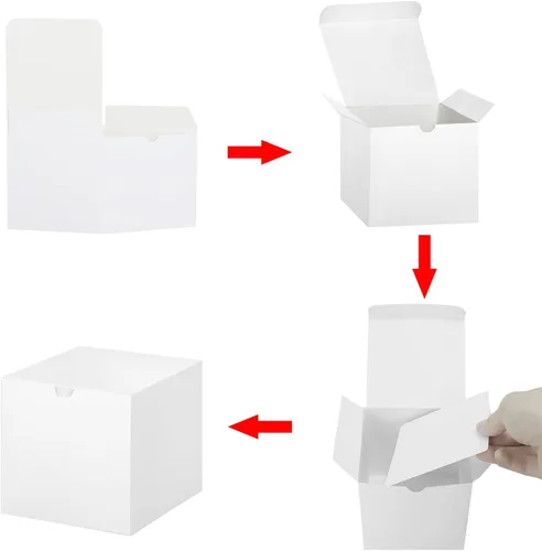 Miniatura 4 de Bonfasvo Cajas de regalo, paquete de 30 cajas de papel kraft plegables de 4 x 4 x 4 pulgadas, cajas de papel kraft plegables para damas de honor
