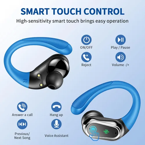 Miniatura 5 de Auriculares inalámbricos, auriculares Bluetooth 5.4 2026 deportivos, 50 horas estéreo de alta fidelidad con graves profundos con micrófono ENC