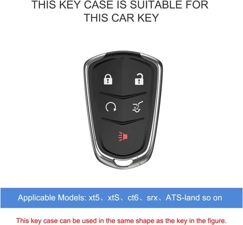 Miniatura 2 de ELOHEI - Funda para llavero para Cadillac, llavero para Cadillac Escalade CTS SRX XT5 ATS STS CT6 5 botones, TPU suave premium, protección completa