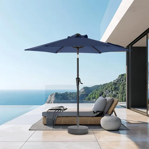 Miniatura 16 de HOMSHADE Sombrilla de patio al aire libre de 9 pies, sombrilla para mesa de mercado, piscina, terraza, protección UV UPF50+ con botón de Rojo