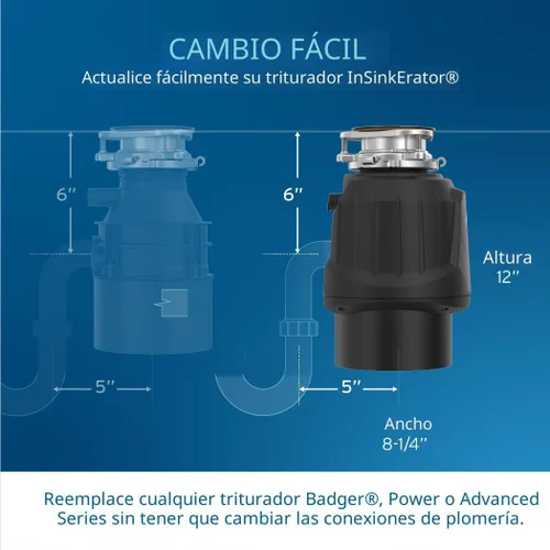 Miniatura 9 de InSinkErator Power - Eliminador de basura de 1 HP, serie Power EZ Connect, triturador de residuos de alimentos de alimentación continua, color negro