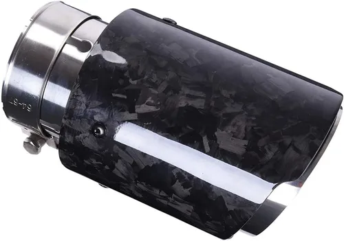 Miniatura 3 de CARMON Puntas de escape de fibra de carbono forjadas reales con tubos de silenciador de acero inoxidable plateado (entrada ID 3", salida OD 4")