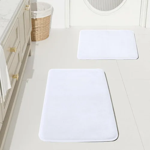 Miniatura 33 de HUXMEYSON Juego de alfombras de baño de 2 piezas, juego de alfombrillas antideslizantes y de secado rápido, alfombras de baño ultra suaves de Negro