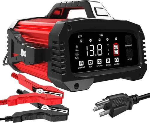 Miniatura 10 de Cargador de Batería de Automóvil 20 Amperios, 12V 24V LiFePO4 Ácido de Plomo Mantenedor de Batería Inteligente Automático, Cargador de Goteo