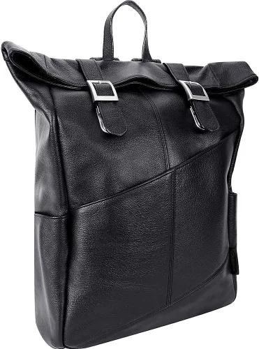 McKleinUSA Serie S, Kennedy, cuero de becerro de grano de guijarro, mochila para portátil de doble acceso de 17 pulgadas, color negro (88735)