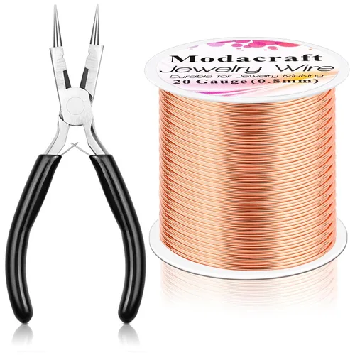 Miniatura 21 de Alambre de plata de calibre 20 para hacer joyas con alicates 4 en 1 Modacraft de 82 pies, alambre para manualidades de 0.8mm, alambre de cobre