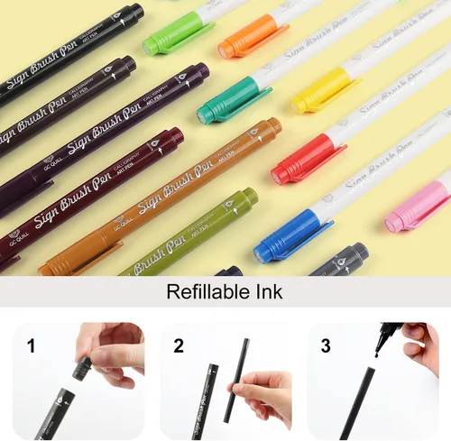 Miniatura 4 de Fudenosuke GC-SB16 - Bolígrafo de pincel para caligrafía, 16 colores, para letras a mano, caligrafía, dibujo, escritura, diario