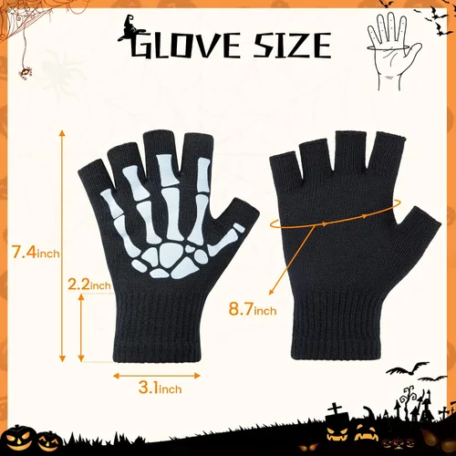 Miniatura 3 de Simplicity guantes unisex completos con diseño de esqueleto que brilla en la oscuridad