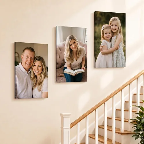 Miniatura 6 de Impresión de lienzo de foto personalizada, cuadro personalizado en lienzo para arte de pared, impresión de retrato de familia, boda y mascotas, obra
