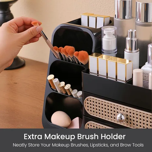 Miniatura 4 de Aveniee Organizador de maquillaje con cajones, gran organizador de encimera de baño para tocador, almacenamiento de cosméticos de escritorio