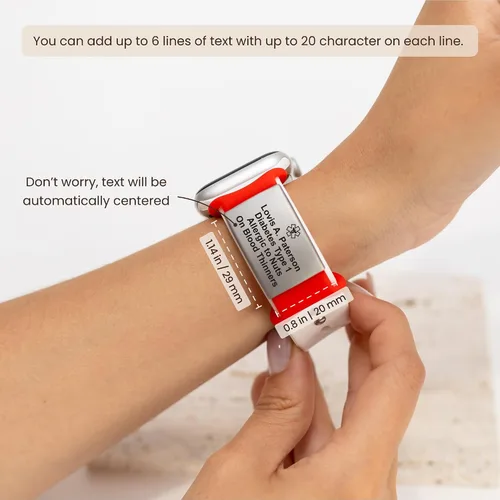 Miniatura 3 de MIA·MIA Etiqueta de identificación de alerta personalizada para correa de reloj, placa de seguridad grabada personalizada para Apple Watch, etiqueta