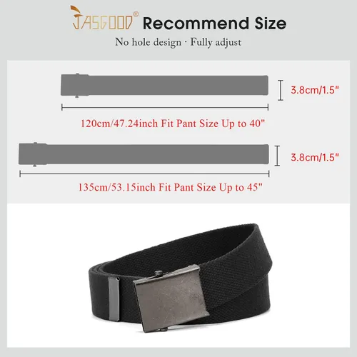 Miniatura 5 de JASGOOD 3 Pack Unisex-Adult Military Web Belt Canvas Web Belt for Men Adjustable Cloth Fabric Belt with Metal Buckle