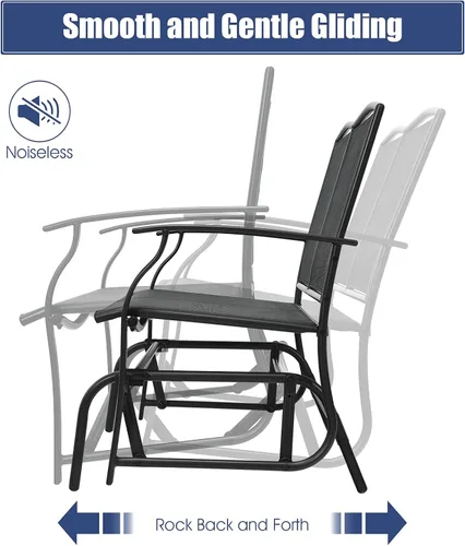 Miniatura 6 de Giantex Bancos planeadores de patio para exteriores, silla mecedora con marco de acero, capacidad de 400 libras, balancín de columpio para patio