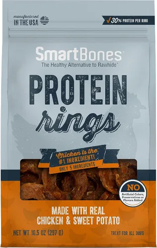 SmartBones Anillos de proteína con pollo real y batata, 10.5 onzas