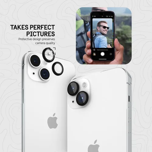 Miniatura 4 de Pelican - Protector de lente de cámara con anillos de aluminio para iPhone 15 / iPhone 15 Plus - Vidrio templado 9H - Resistente a los arañazos