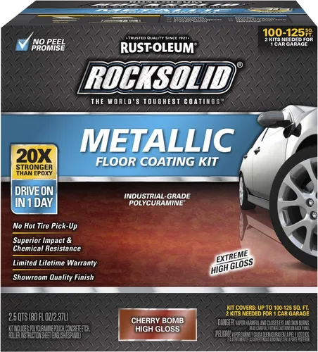 Miniatura 15 de Kit de piso para cochera de aspecto metálico de bala de plata Rust-Oleum RockSolid., Paquete de 1