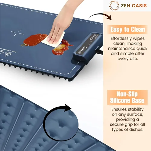Miniatura 3 de ZenOasis - Tapete de calentamiento para alimentos de 24 x 15 pulgadas con controles de temperatura ajustables, bandeja de calentamiento eléctrica