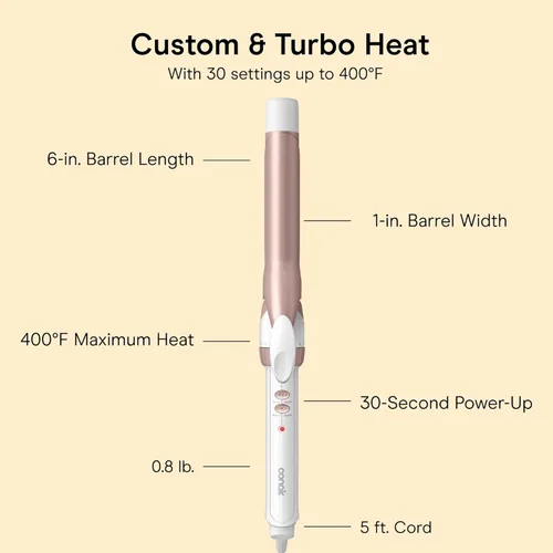 Miniatura 4 de Conair Rizador de cerámica doble de 1 pulgada, barril de 1 pulgada que crea rizos clásicos, rizador de pelo para uso en cabello corto, mediano