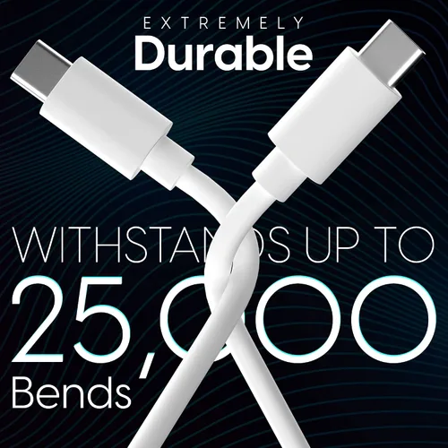 Miniatura 3 de TalkWorks Cable USB C a USB C de 10 pies, cargador de teléfono Android, resistente, PD tipo C, cable de entrega de energía de carga rápida