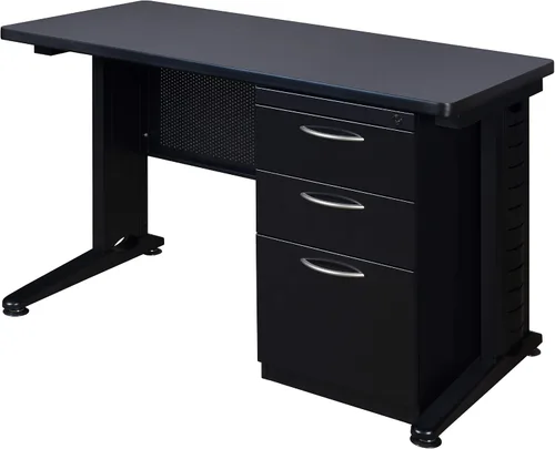 Miniatura 15 de Regency Fusion - Escritorio para profesores de 48 x 24 pulgadas con unidad de cajón de pedestal individual, color cereza