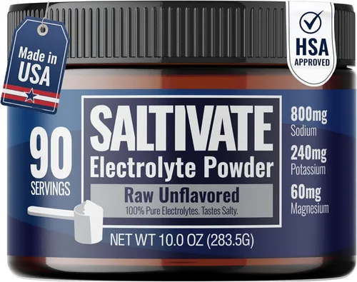 Electrolitos crudos sin sabor | HSA FSA | Alto sodio, potasio, magnesio | Sin azúcar, estevia, ácido cítrico o maltodextrina | Polvo de electrolitos