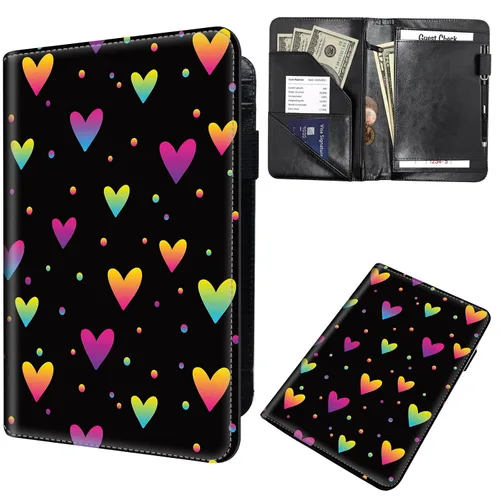 Miniatura 27 de Libreta de pedidos para camarera, cartera de cuero con bolsillo con cremallera oculta, soporte para bolígrafos, lindo organizador para camarera