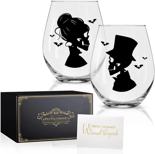 Miniatura 11 de Perfectinsoy Juego de 2 copas de vino de 40 años de feliz aniversario, regalo de boda para mamá, papá, esposa, alma gemela, pareja, divertido
