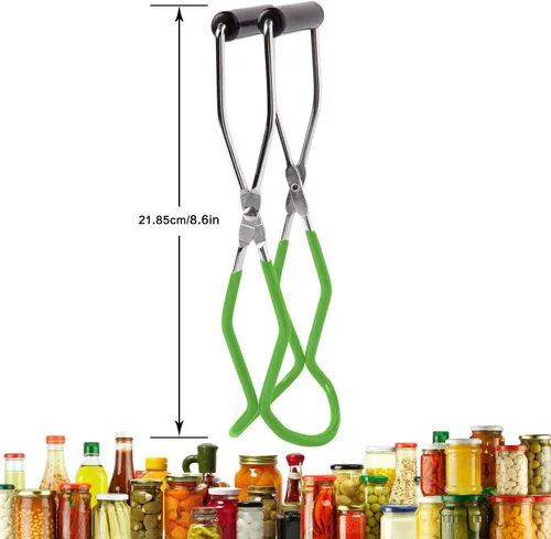 Miniatura 2 de Pinzas elevadoras de tarros de acero inoxidable con mango de agarre para cocina casera (verde)