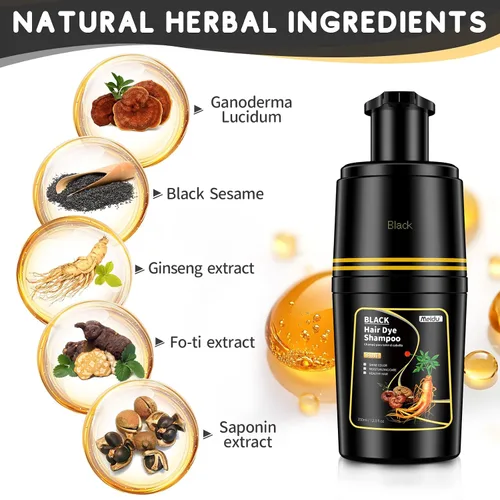 Miniatura 2 de IIIMEIDU Champú para teñir el cabello negro 3 en 1, champú para colorear el cabello natural para cabello gris, tinte para el cabello para mujeres