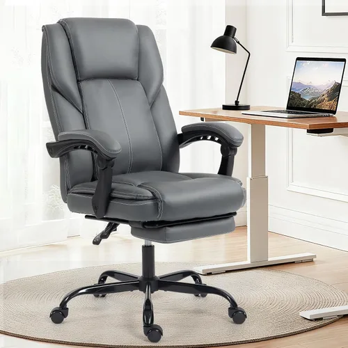 Miniatura 11 de Silla de oficina – Silla ejecutiva de cuero de escritorio de oficina con respaldo alto con función de balanceo – Ergonómica, transpirable, cómoda