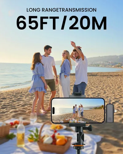 Miniatura 6 de Micrófono Lavalier inalámbrico 3 en 1 para iPhone: micrófono de solapa Bluetooth para iPad Android Phone Camera Pc - Micrófonos de clip pequeño