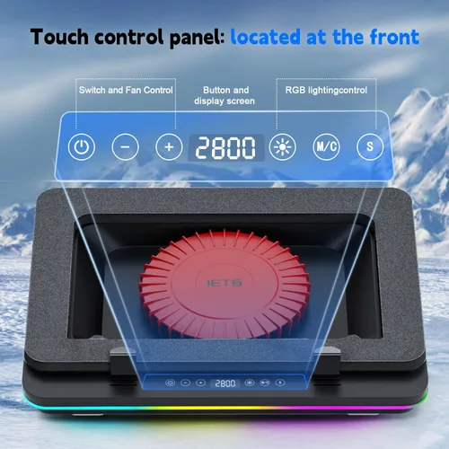 Miniatura 7 de IETS Almohadilla de refrigeración para laptop GT600 RGB equipada con turboventilador gigante (5.5 pulgadas de diámetro), espuma sellada para V2
