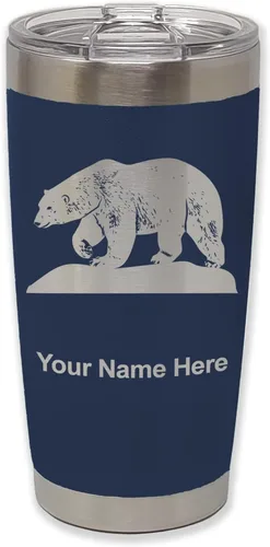 Miniatura 21 de LaserGram Vaso aislado al vacío de 20 onzas, oso polar, grabado personalizado incluido (negro)