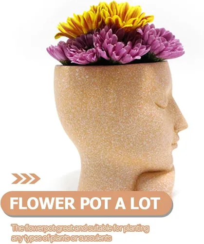 Miniatura 4 de FOMIYES Maceta de flores para suculentas, bonita resina de cactus, ojos cerrados, exteriores, interiores, jardín, patio, césped, decoración de baño